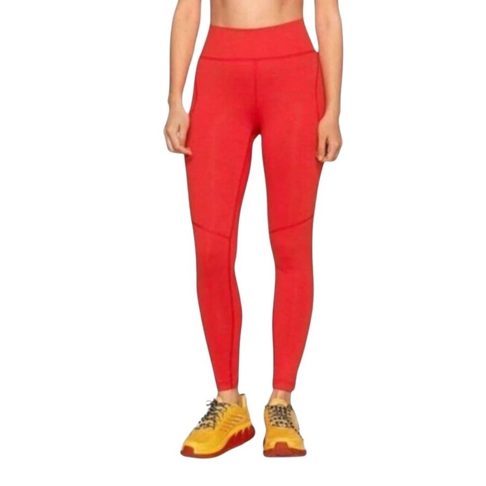Outdoor Voices TechSweat Leggings Womens Small Red Good High Rise Activewear